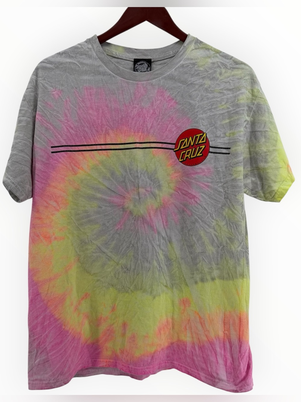 Santa Cruz Classic Dot Spiral Tie Dye Tee Size Large Streetswear Skatecore Retro